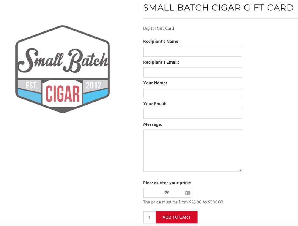 Buy Gift Cards at SmallBatchCigar.com